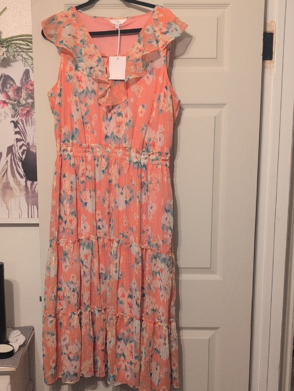 LC Lauren Conrad Coral Floral Maxi Dress